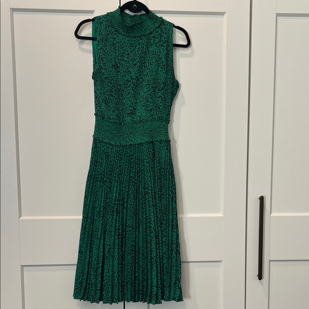 Nanette Lepore Green Leopard Midi Dress